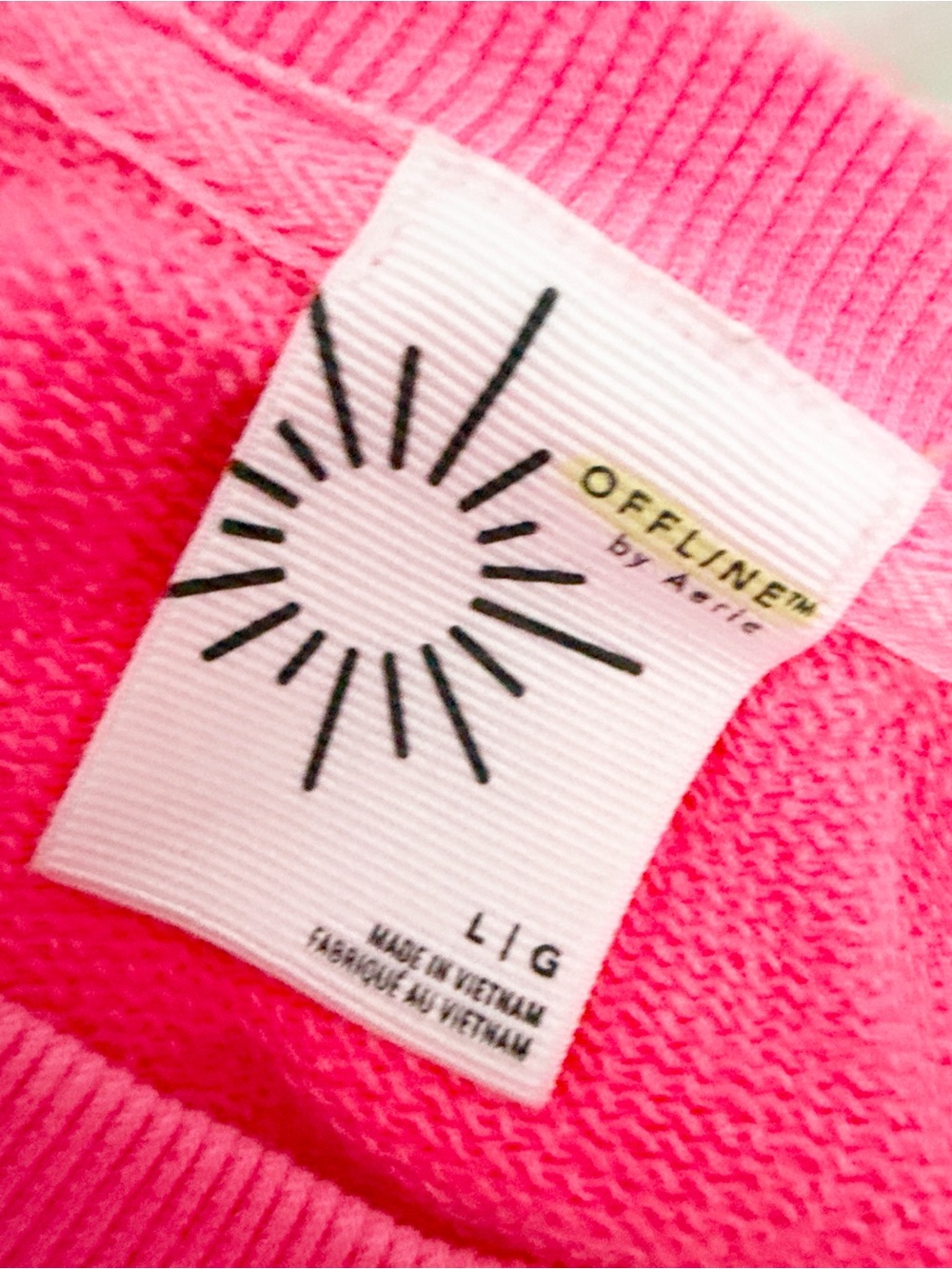 aerie Bright Hot Pink Crewneck Sweatshirt - Picture 2 of 3